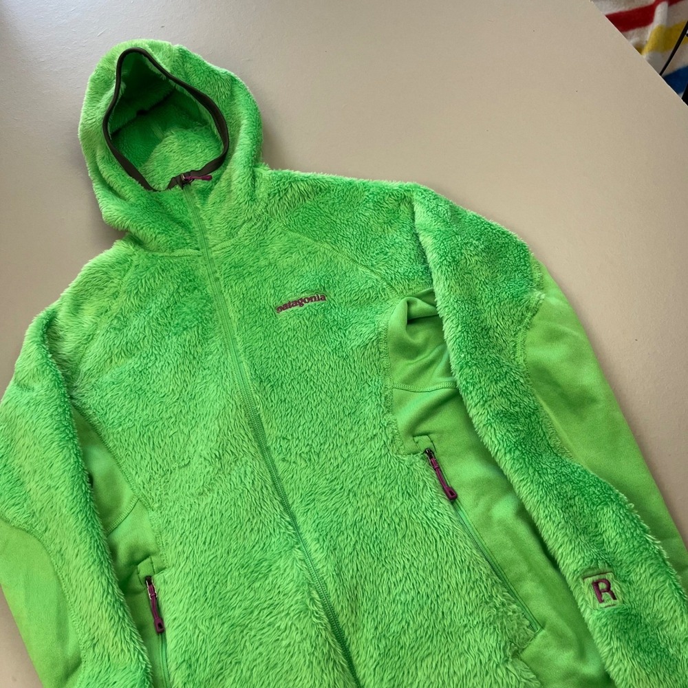 Patagonia R3 Hi-Loft Fleece Hoody Womens M Green Full Zip Polartec Jacket